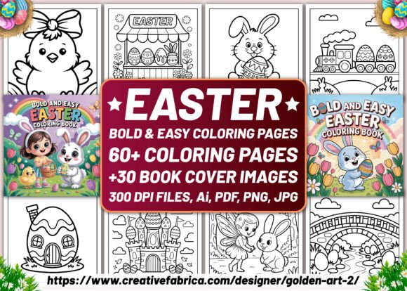 60 Easter Bold and Easy Coloring Pages: A Designer's Spring Toolkit