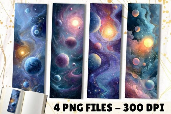 Cosmic Planet Astronomy Bookmark Design: A Celestial Creative Asset