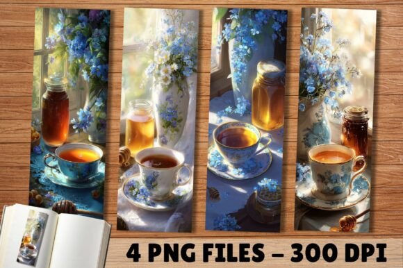 Elegant Floral Tea Honey Watercolor Bookmark: A Designer's Asset