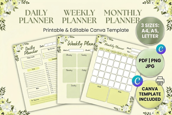 Elevate Your Workflow: The Botanical Daily Weekly Monthly Planner