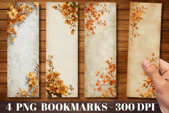 Embrace Autumnal Charm with the Vintage Orange Floral Bookmark