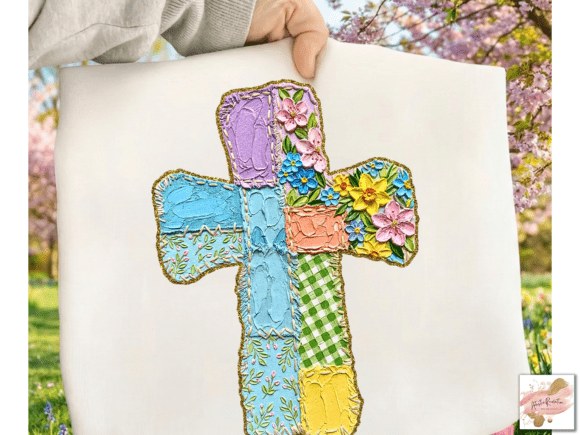 Floral Brushstroke Christian Cross: Faith in Full Bloom