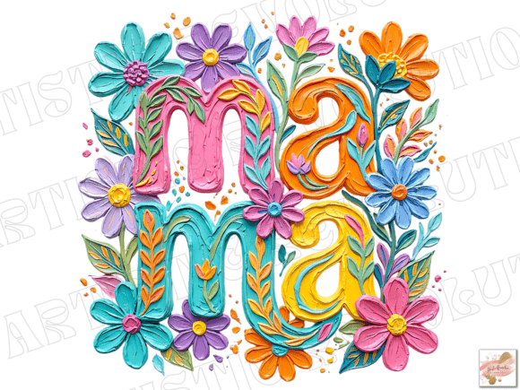 Floral Mama Png: Brushstroke Mama Design