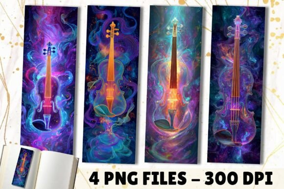 Neon Cosmic Violin Instrument Bookmark: A Designer's Deep Dive