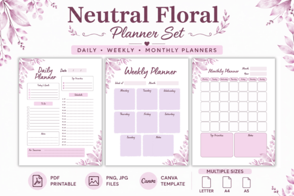 Neutral Floral Planner Set: Your Digital Command Center
