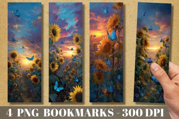 Sunflower Butterfly Sunset Bookmark: A Digital Asset for Creative Projects
