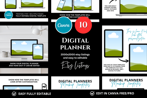 Transform Your Etsy Shop with 10 Digital Planner Mockups
