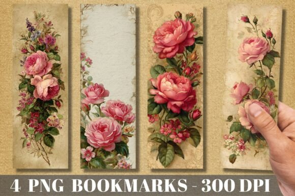 Victorian Rose Junk Journal Bookmark: A Digital Asset for Timeless Branding