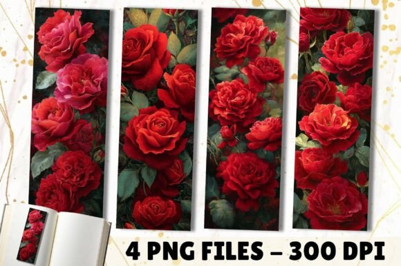 Vintage Red Rose Floral Art Bookmark: A Touch of Elegance for Your Projects