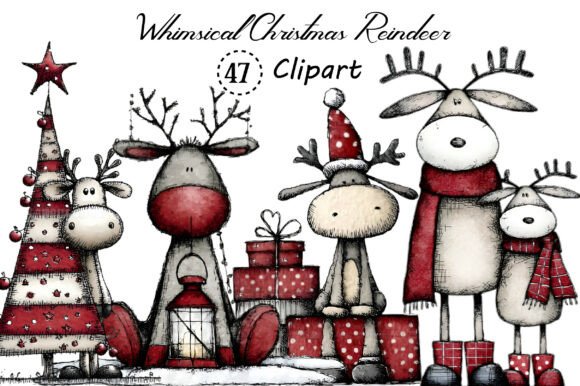 Whimsical Christmas Reindeer Clipart: Your Festive Design Toolkit
